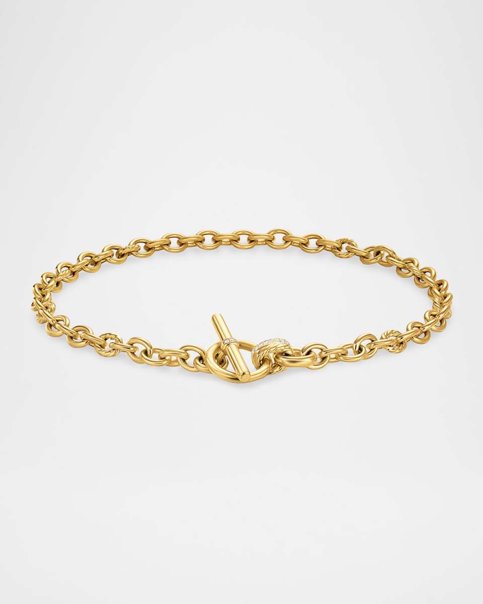 DY Mercer Single-Row Toggle Necklace with Diamonds in 18K Gold, 8-12.5mm
